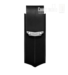 Black Leather Vertical Case with Stainless Steel