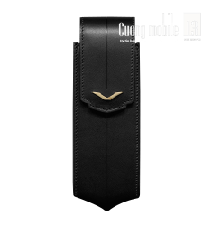 Black Leather Vertical Case with Yellow Gold