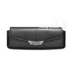 Black Leather Horizontal Case with Stainless Steel